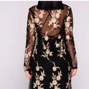 Black and gold embroidered kimono